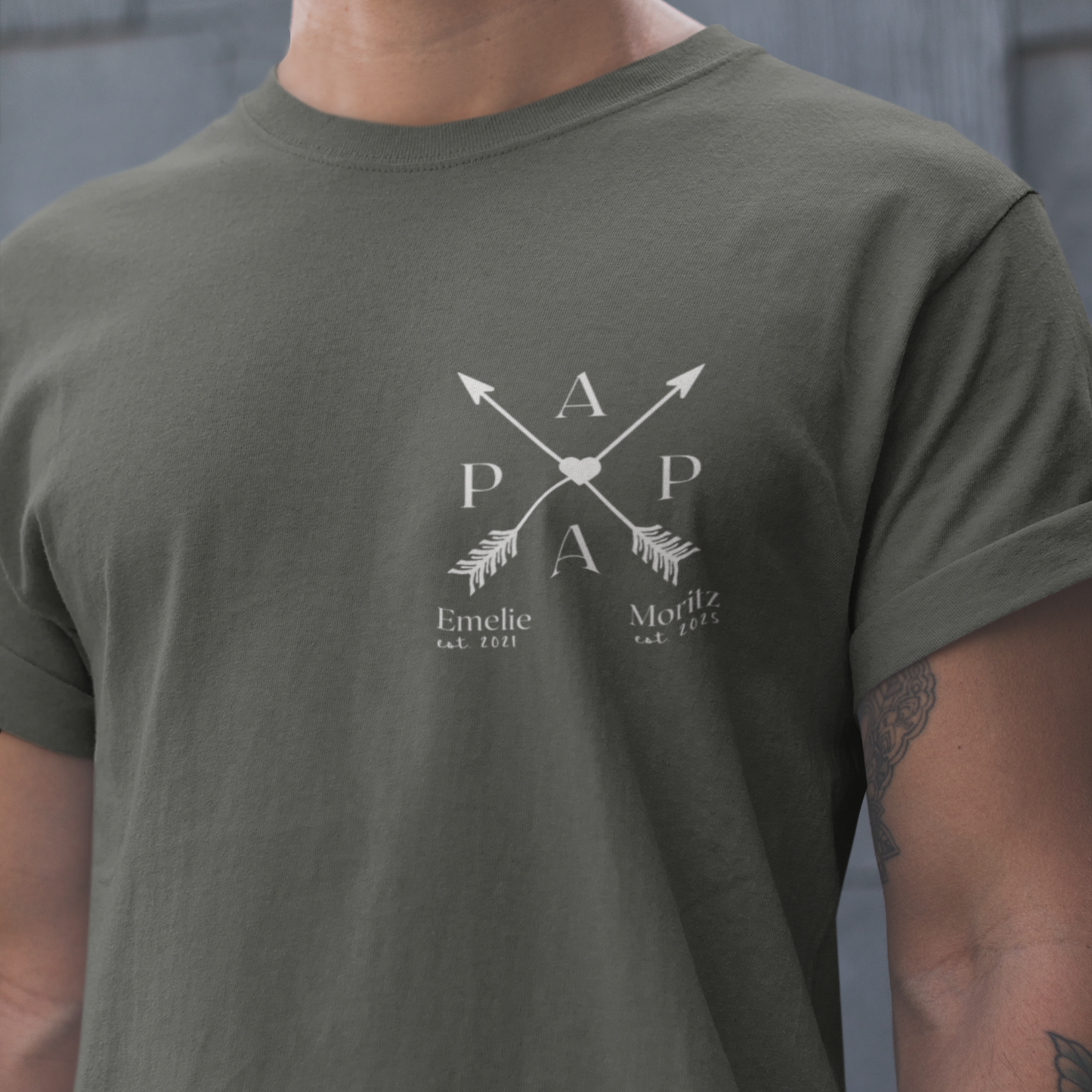 PAPA T-Shirt ARROWS Rundhals personalisiert