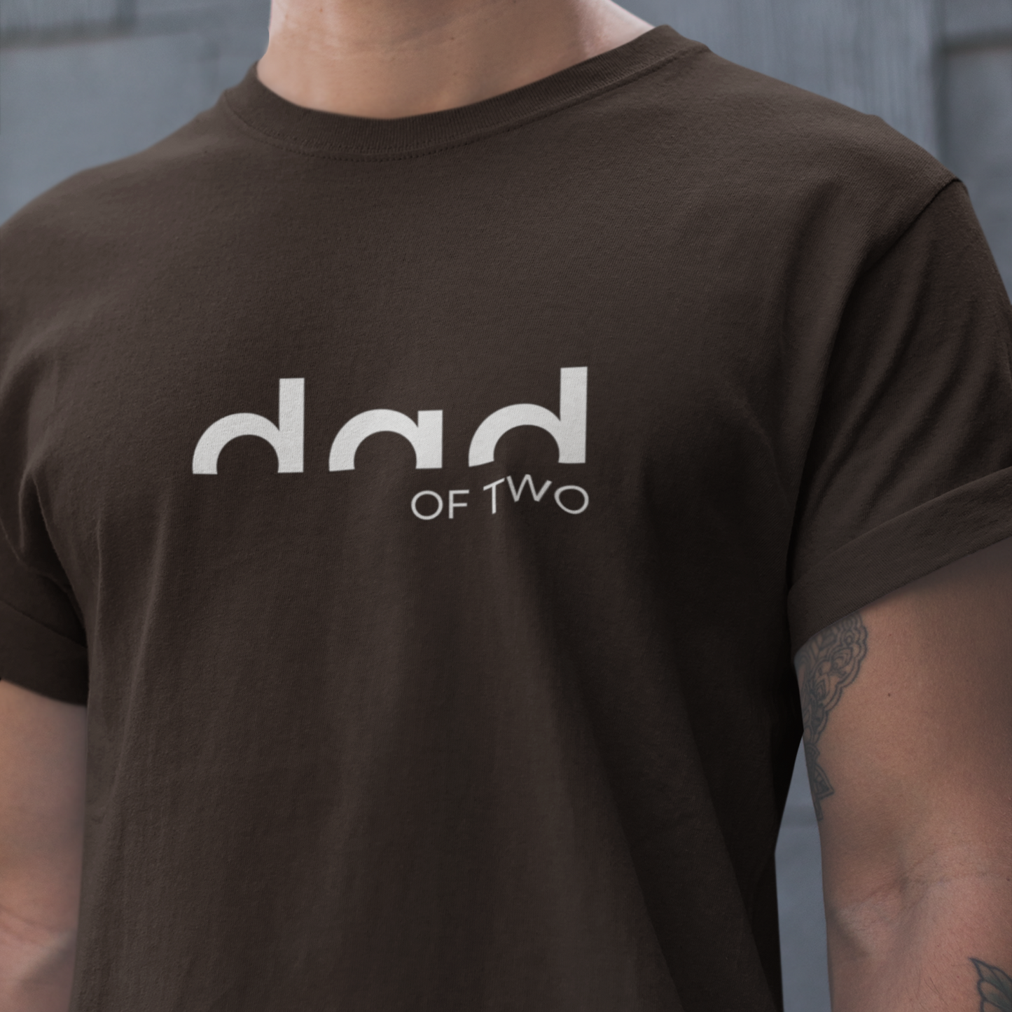 PAPA T-Shirt DAD OF TWO Rundhals personalisiert
