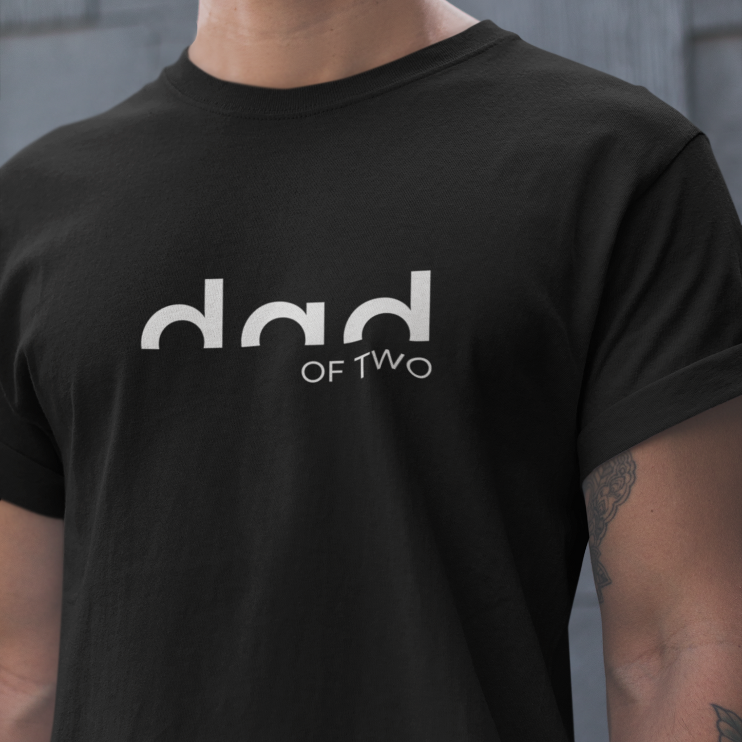 PAPA T-Shirt DAD OF TWO Rundhals personalisiert