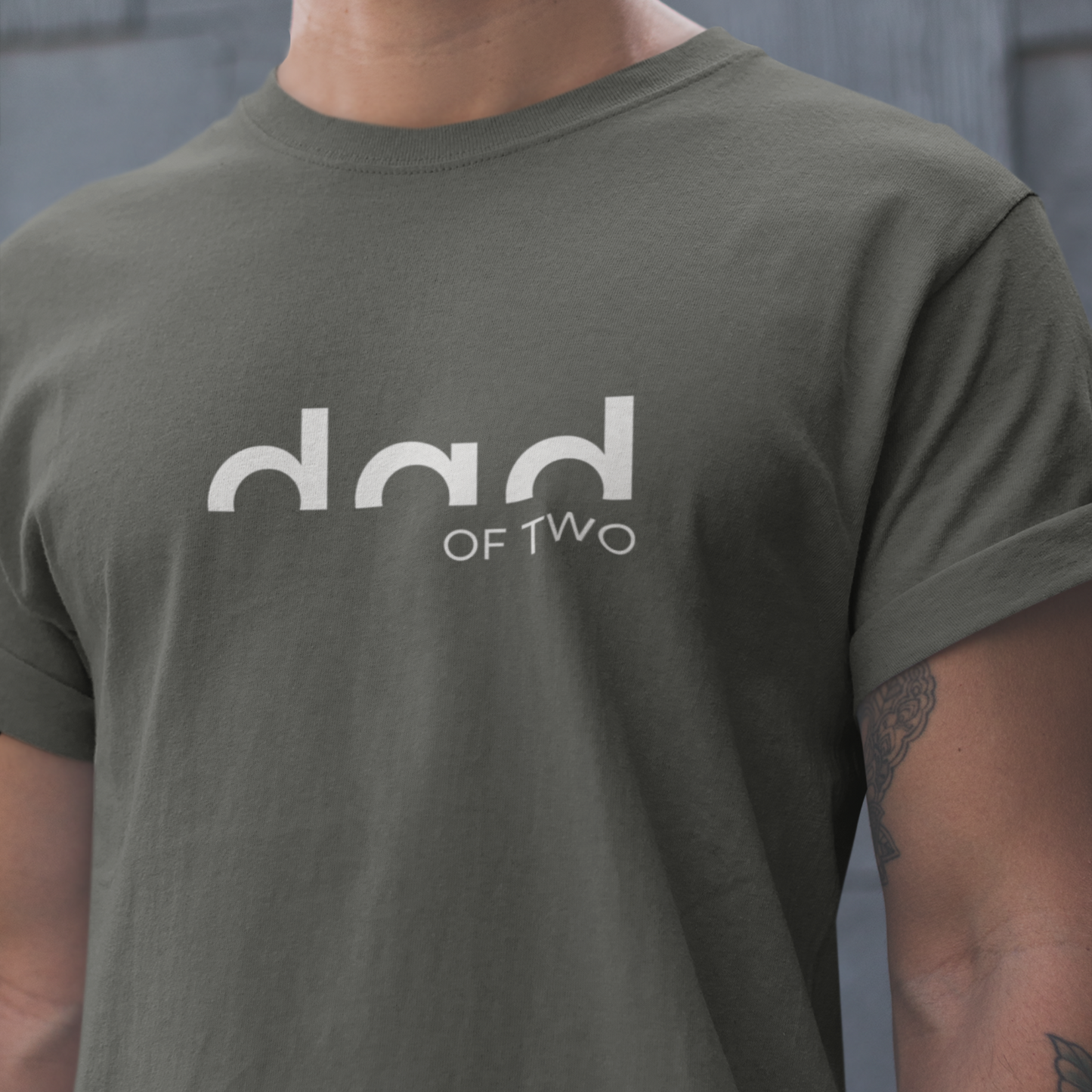 PAPA T-Shirt DAD OF TWO Rundhals personalisiert