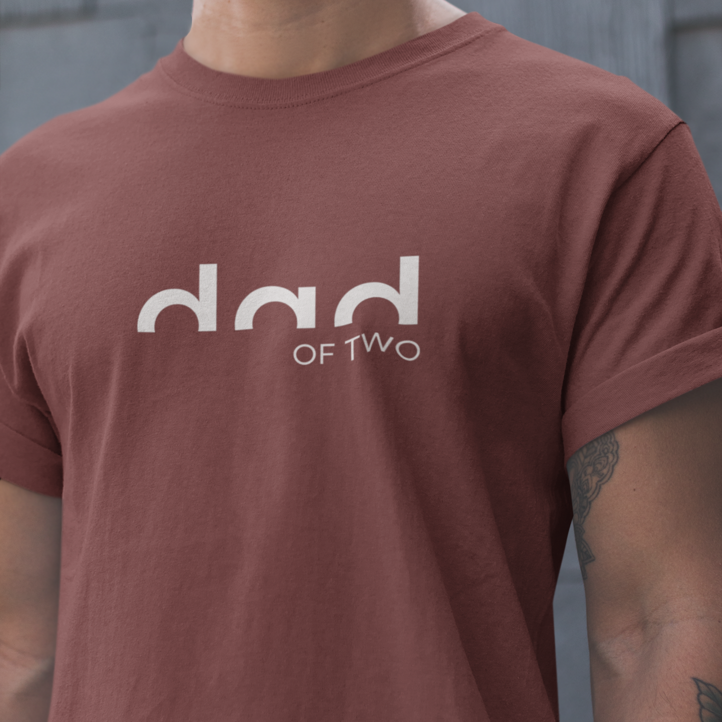 PAPA T-Shirt DAD OF TWO Rundhals personalisiert