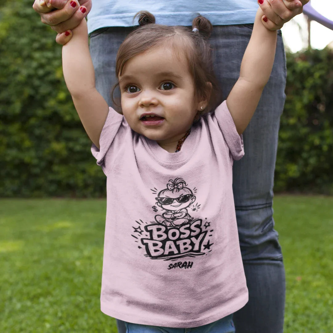 Boss Baby personalisiertes Kinder-T-Shirt mit Name, Outdoor, UrbanWarriorStore Geschenkidee