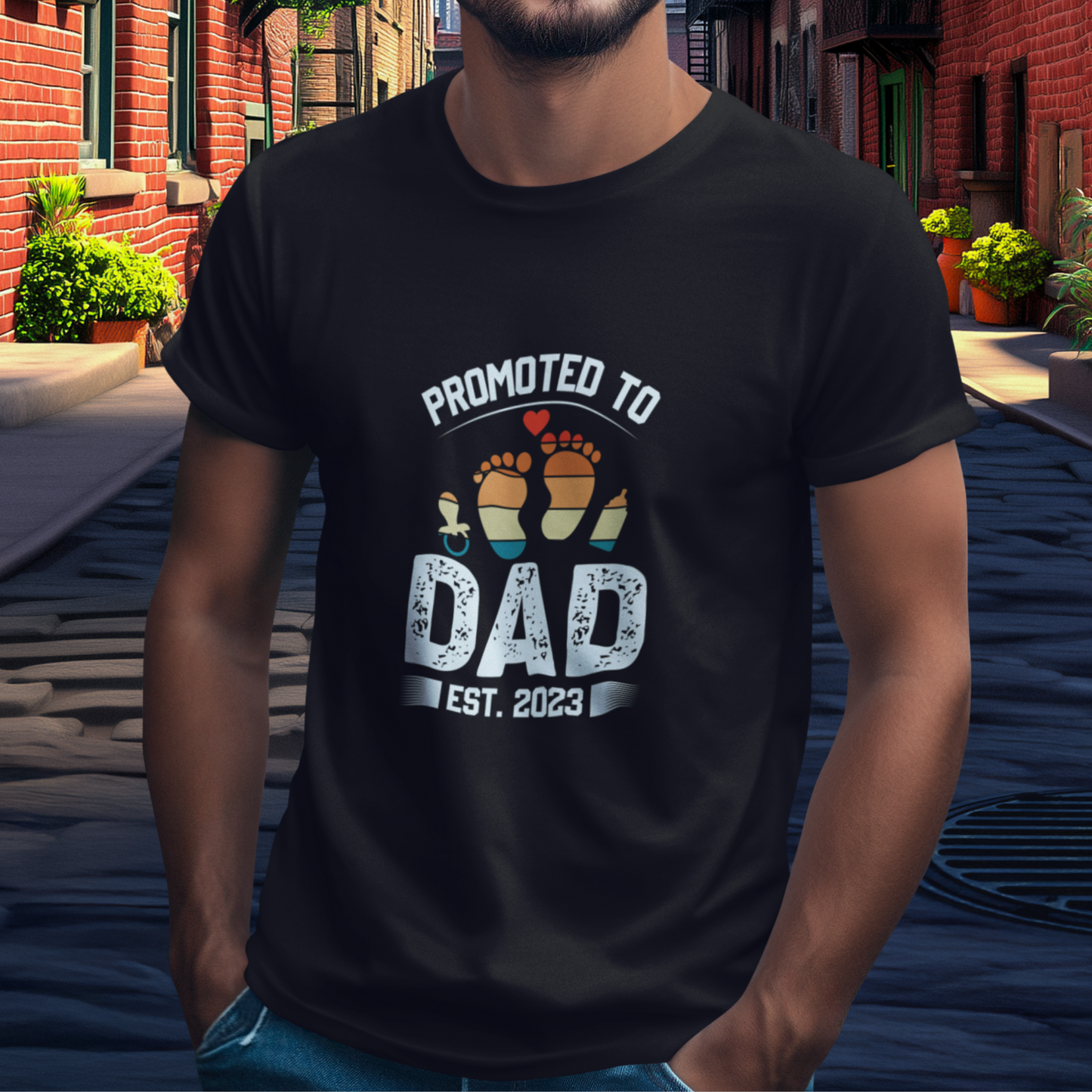 DAD T-Shirt PROMOTED Rundhals personalisiert