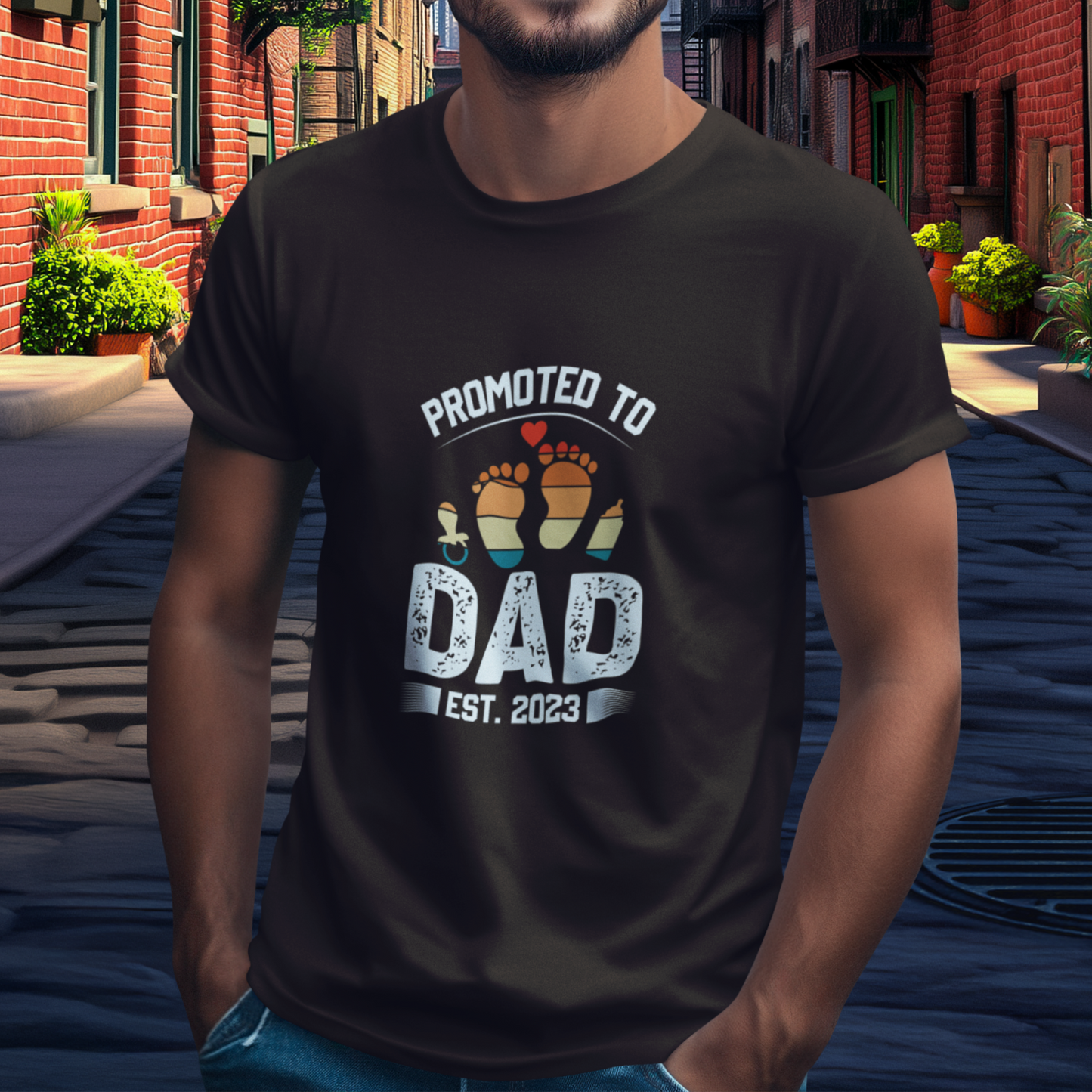 DAD T-Shirt PROMOTED Rundhals personalisiert