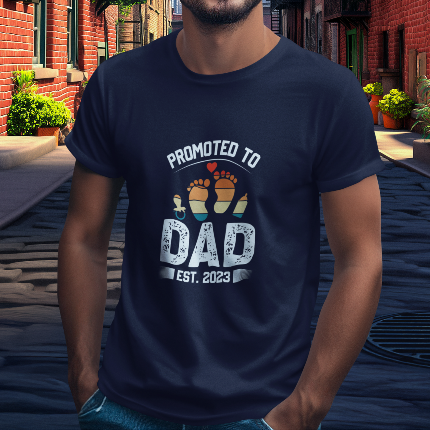 DAD T-Shirt PROMOTED Rundhals personalisiert