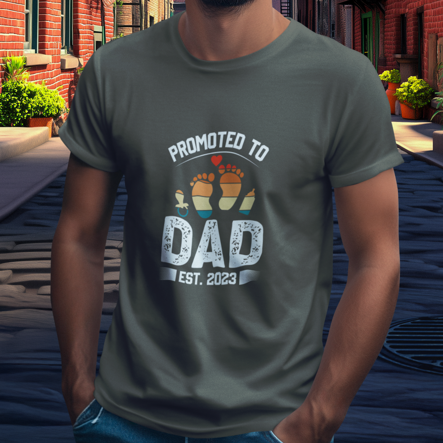 DAD T-Shirt PROMOTED Rundhals personalisiert
