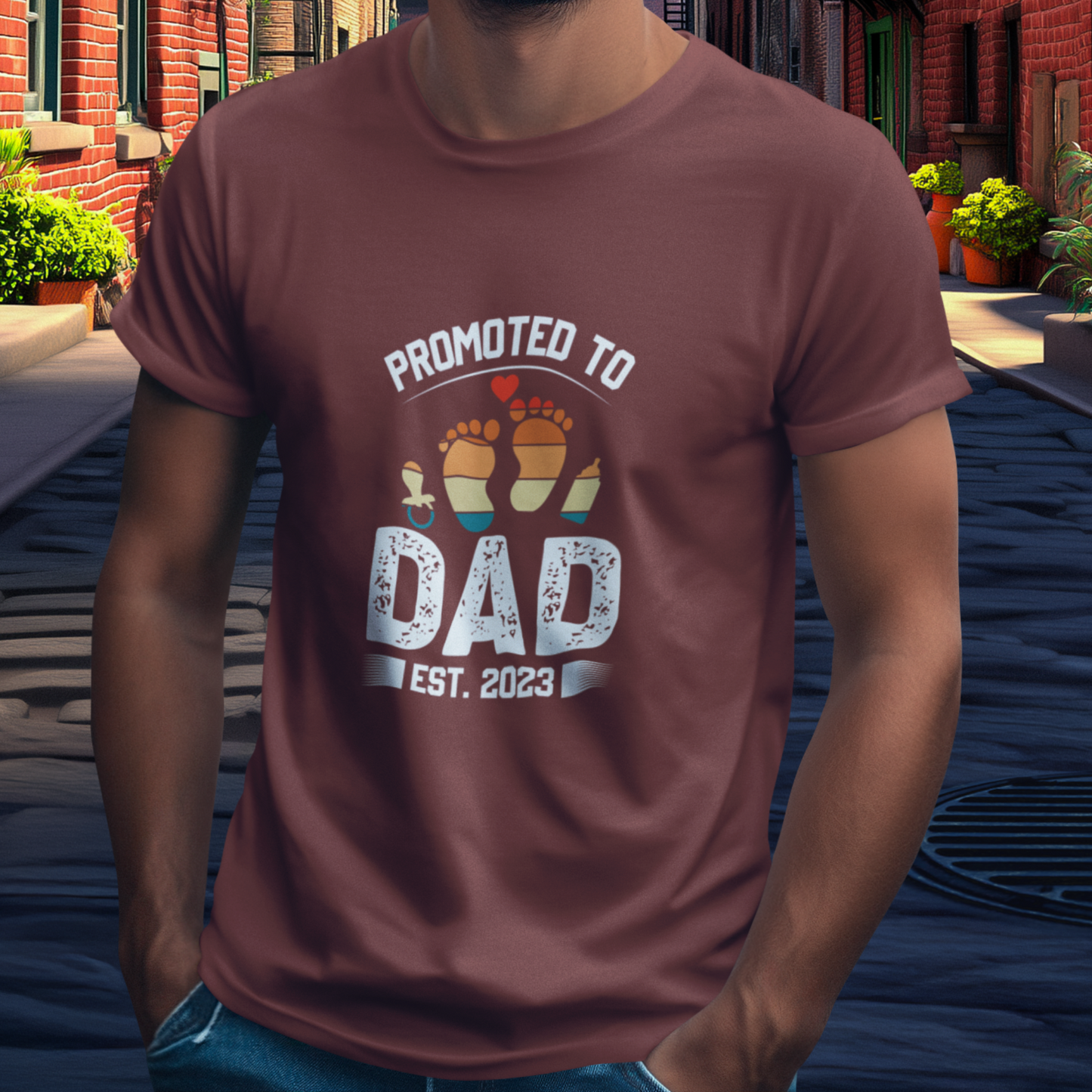 DAD T-Shirt PROMOTED Rundhals personalisiert