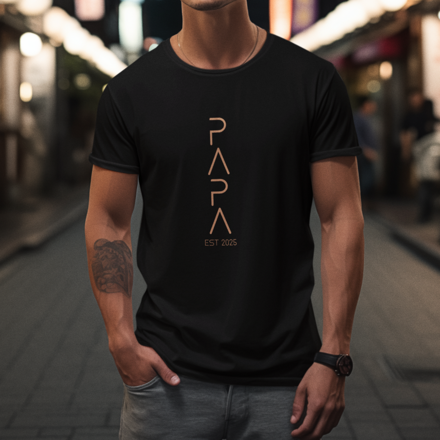 PAPA T-Shirt FUTURISTIC Rundhals personalisiert
