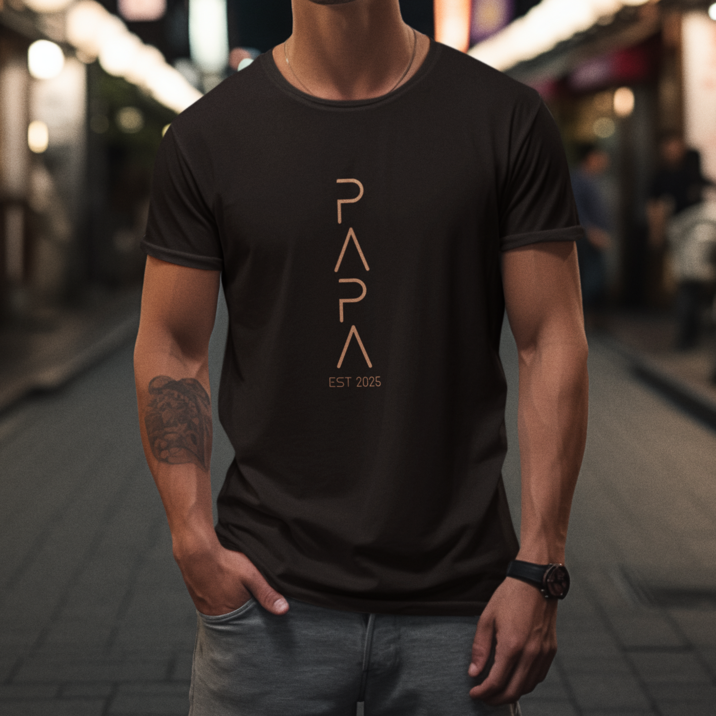PAPA T-Shirt FUTURISTIC Rundhals personalisiert