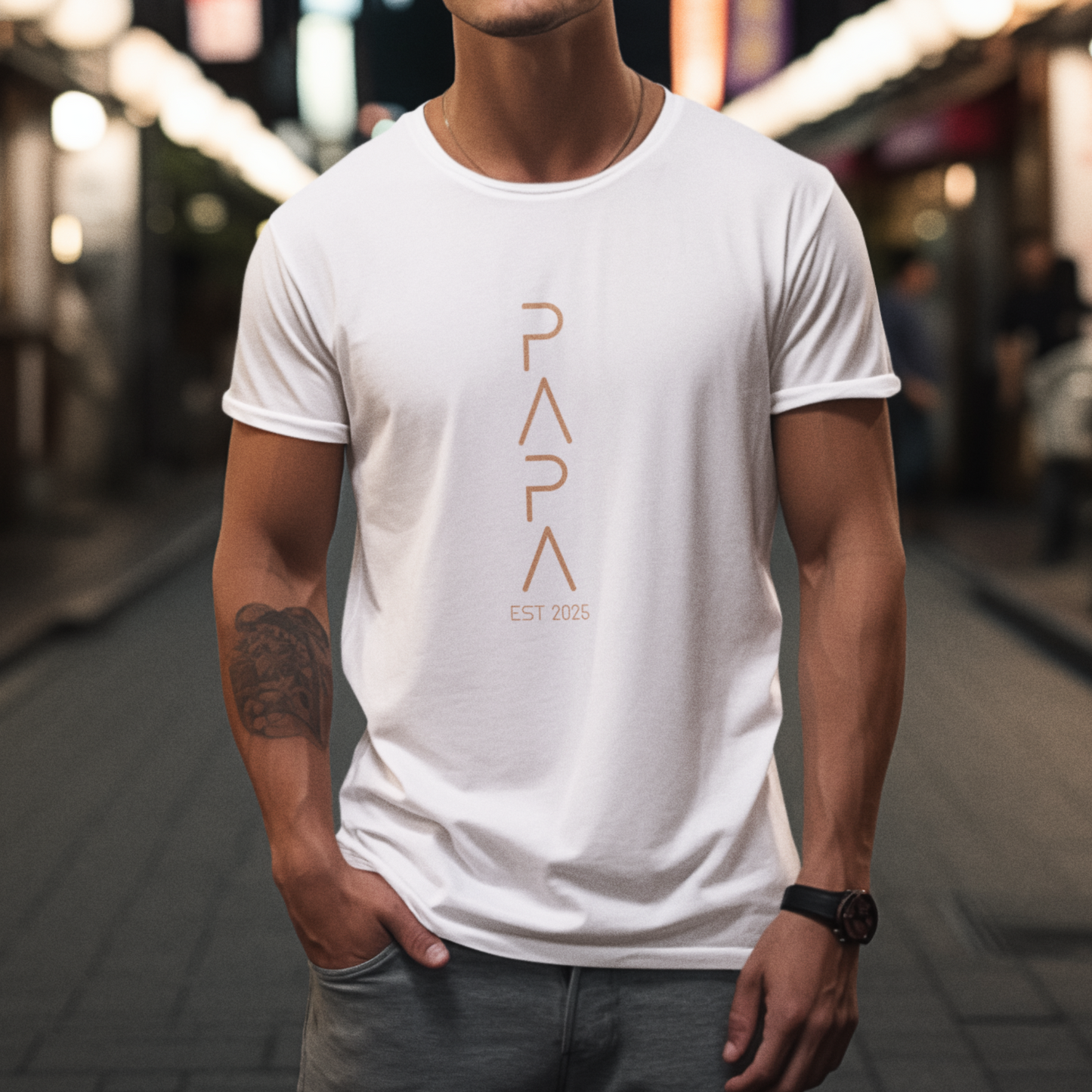PAPA T-Shirt FUTURISTIC Rundhals personalisiert