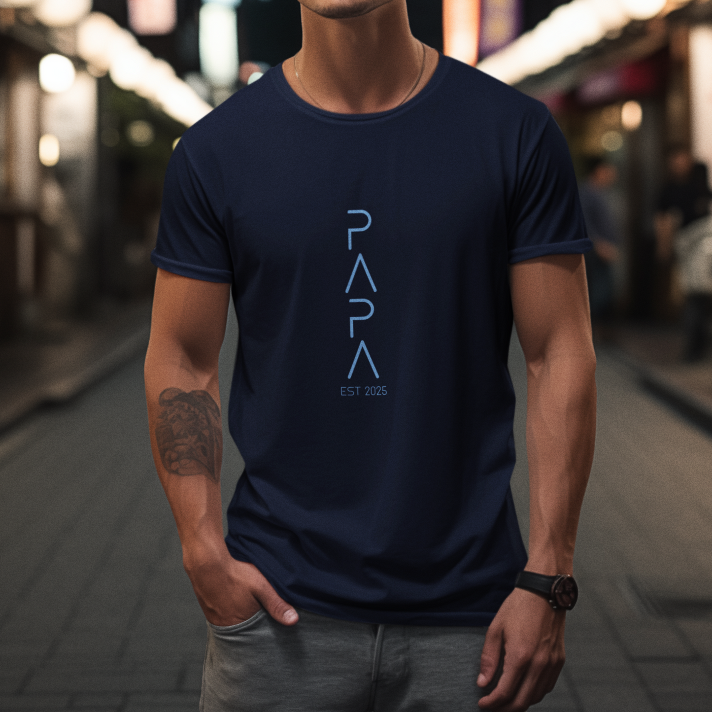 PAPA T-Shirt FUTURISTIC Rundhals personalisiert