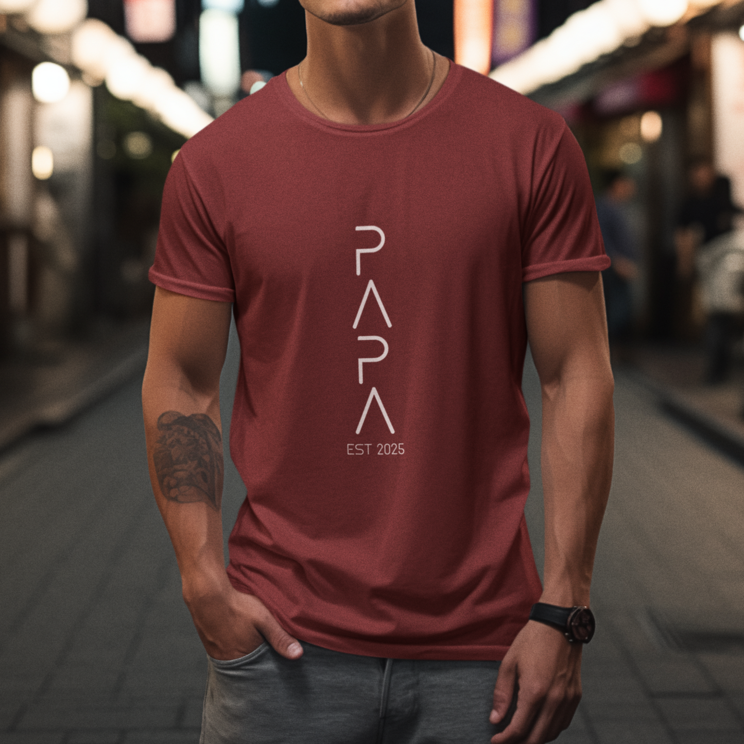 PAPA T-Shirt FUTURISTIC Rundhals personalisiert