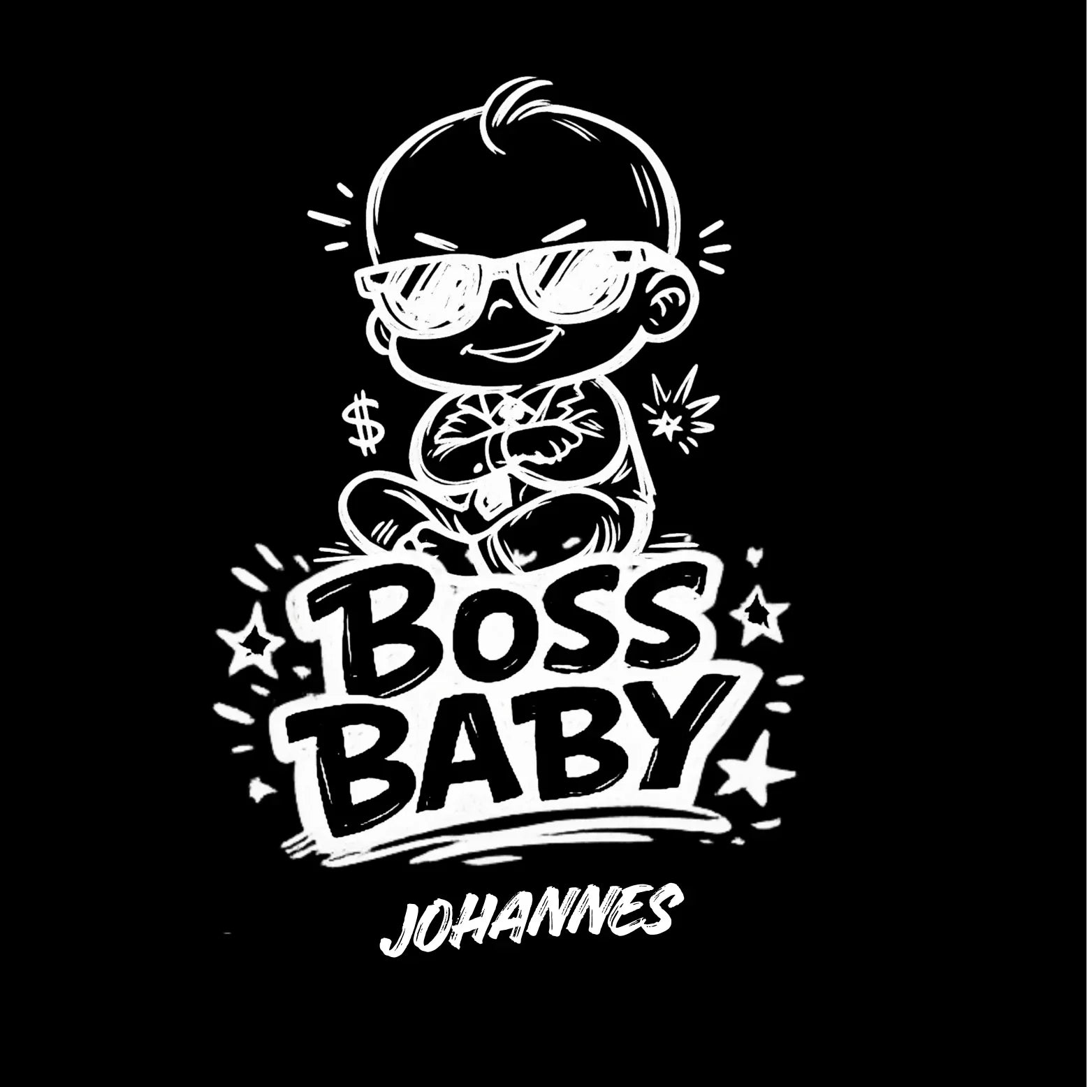 Boss Baby Johannes T-Shirt Motiv: Comic-Baby mit Sonnenbrille, UrbanWarriorStore Geschenkidee