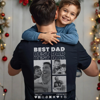 PAPA T-Shirt BEST DAD Rundhals personalisiert mit Deinen Fotos