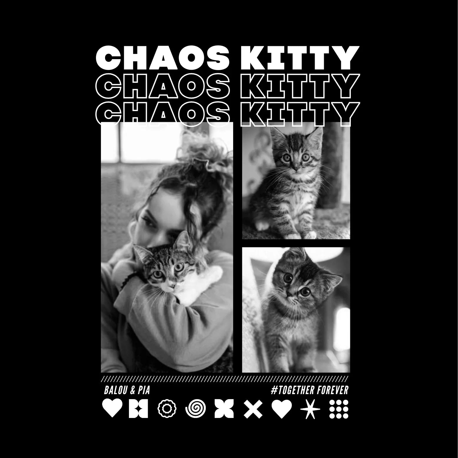 UrbanWarriorStore Chaos Kitty T-Shirt Design, Frau mit Katze, Geschenkidee, personalisierbar