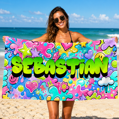 Badetuch GRAFFITI-STYLE mit Name personalisiert