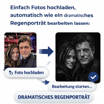 FOTO-POSTER DRAMATISCH IM REGEN mit Deinem Bild & Slogan personalisiert