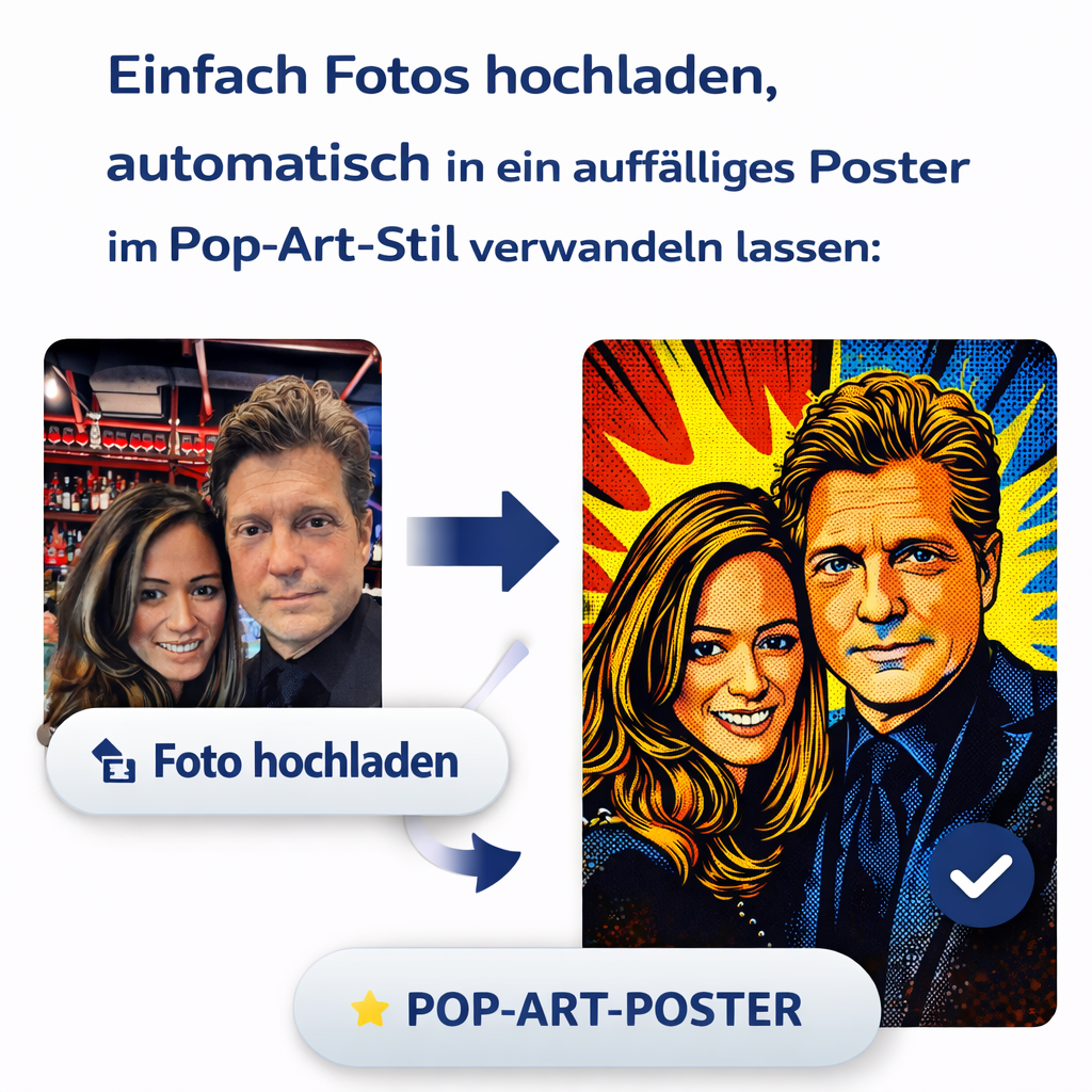 FOTO-POSTER POP ART mit Deinem Bild & Slogan personalisiert