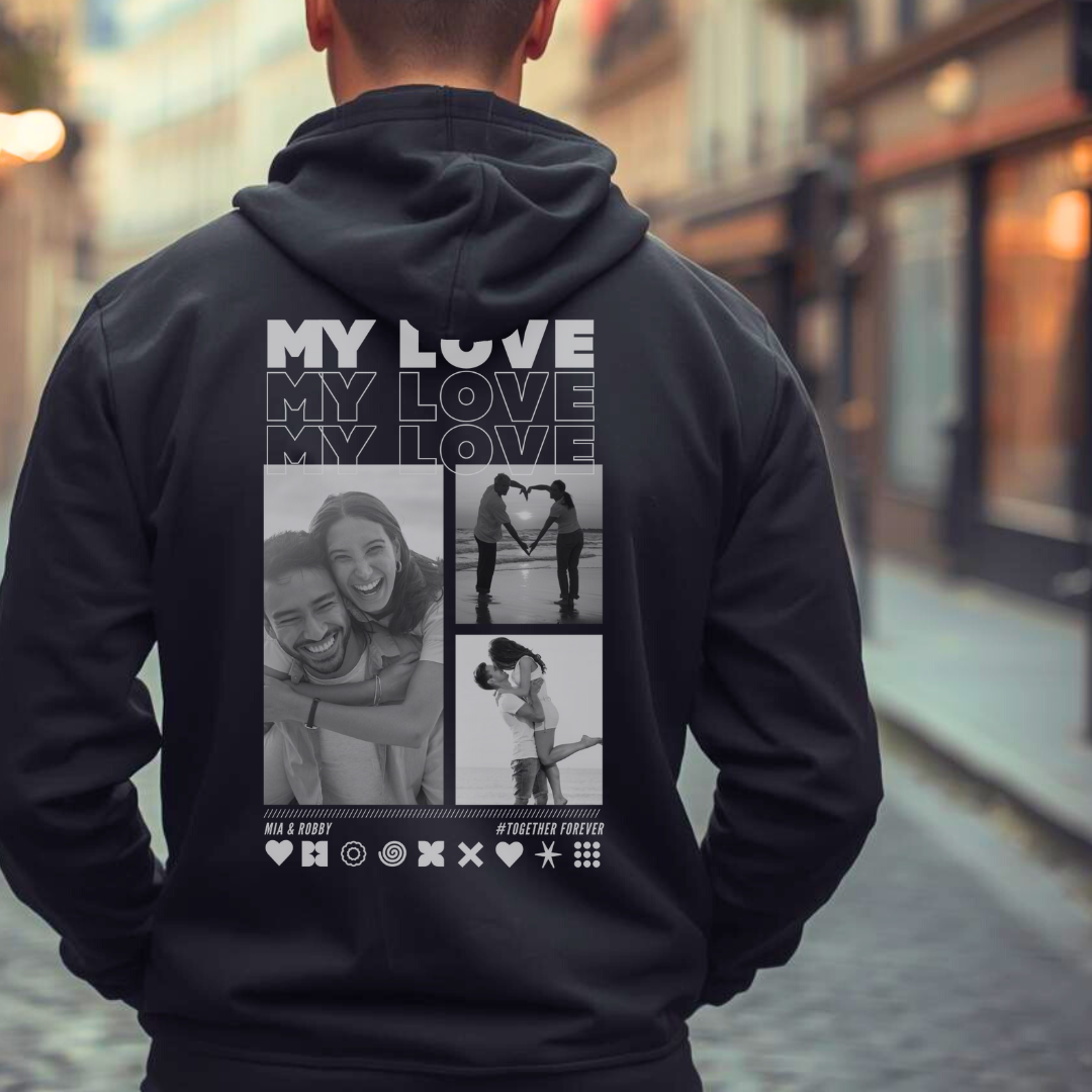 MY LOVE Hoodie mit Euren Fotos personalisiert