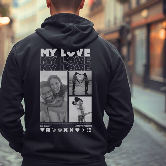 MY LOVE Hoodie mit Euren Fotos personalisiert