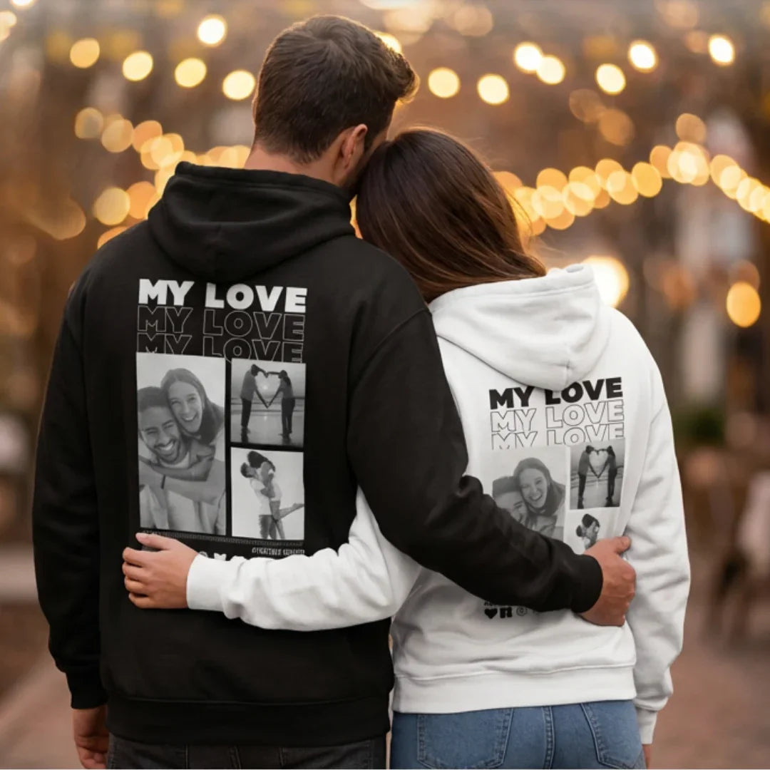 UrbanWarriorStore personalisierte My Love Hoodies für Paare mit Fotodruck als Geschenkidee