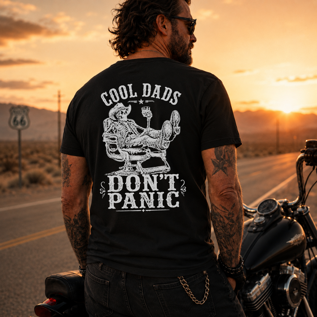 DAD T-Shirt DON'T PANIC – Cool Dads Motorrad Shirt