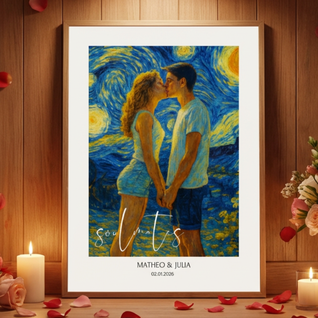 FOTO-POSTER VAN GOGH STYLE mit Deinem Bild & Slogan personalisiert