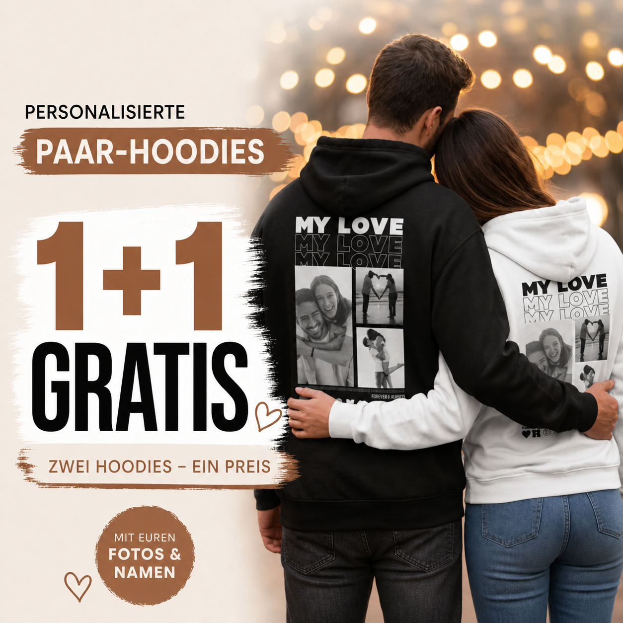 MY LOVE Hoodie mit Euren Fotos personalisiert