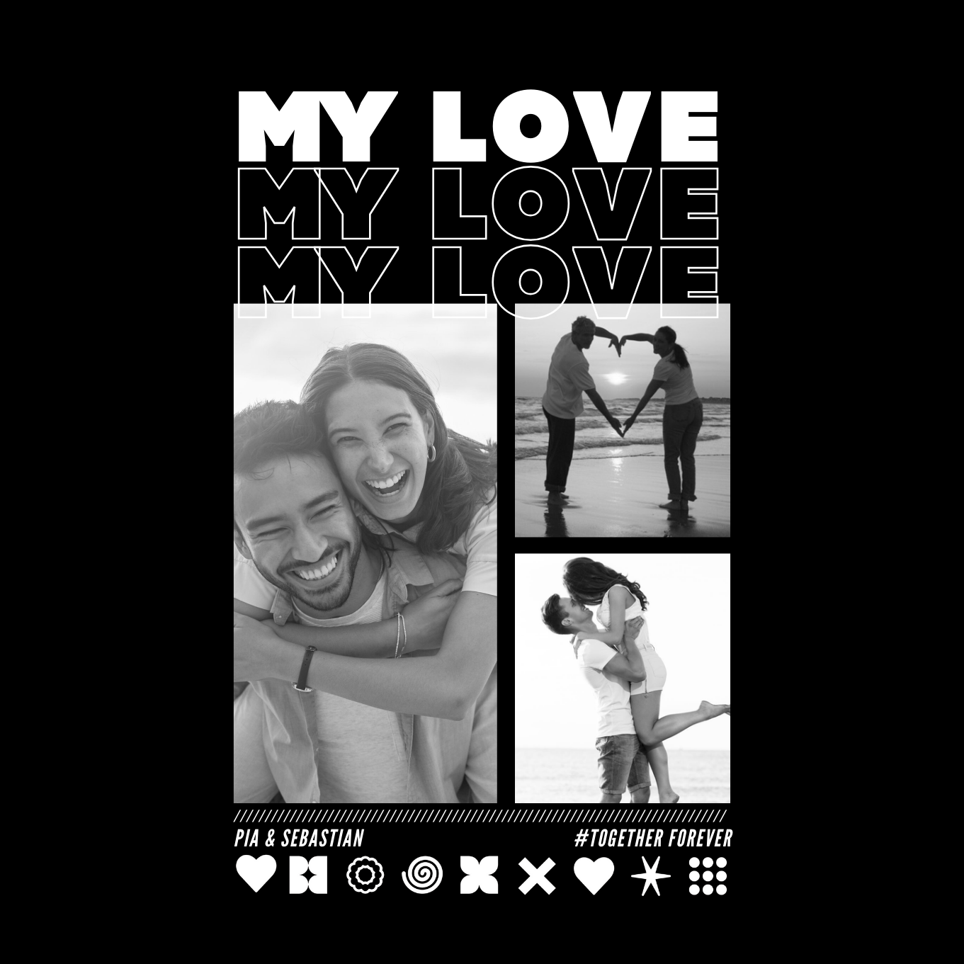 MY LOVE T-Shirt mit Euren Fotos Rundhals personalisiert