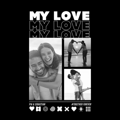MY LOVE T-Shirt mit Euren Fotos Rundhals personalisiert