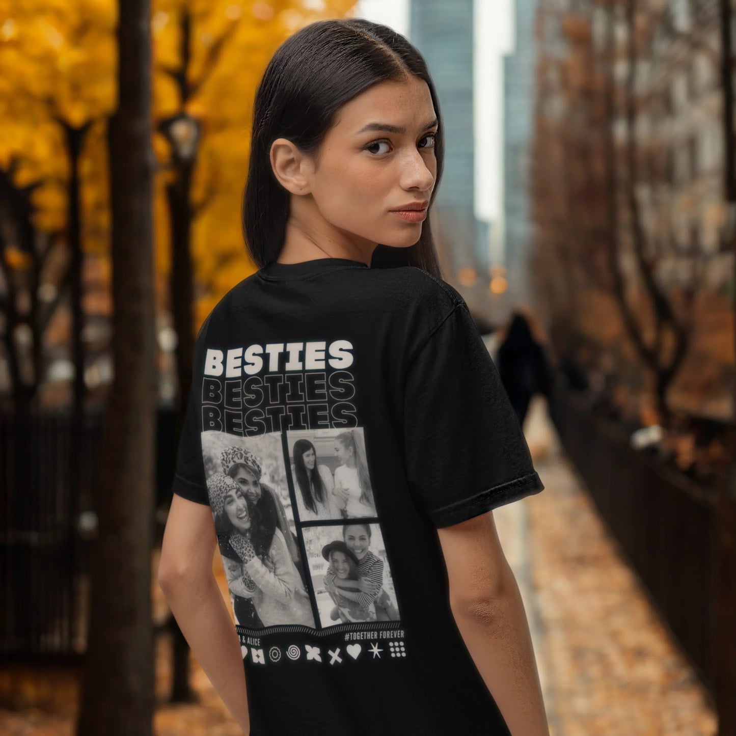 BESTIES T-Shirt mit Euren Fotos Rundhals personalisiert