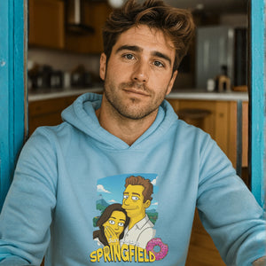 Sudadera con capucha de color azul claro con diseño «SPRINGFIELD» en la parte delantera.