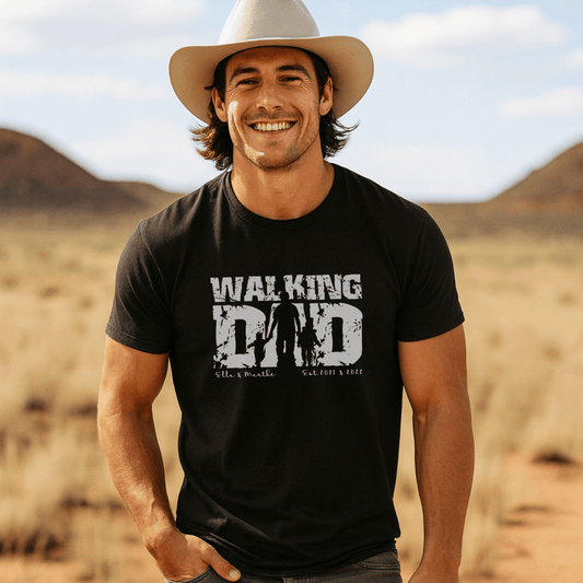 PAPA T-Shirt WALKING DAD Rundhals personalisiert