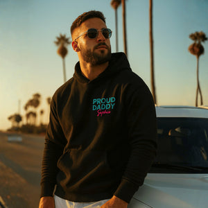UrbanWarriorStore Proud Daddy Hoodie, personalisierter Kapuzenpullover, Mann Sonnenbrille, Auto, Palmen