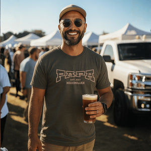 Green T-shirt with a “PAPA” design on the front.