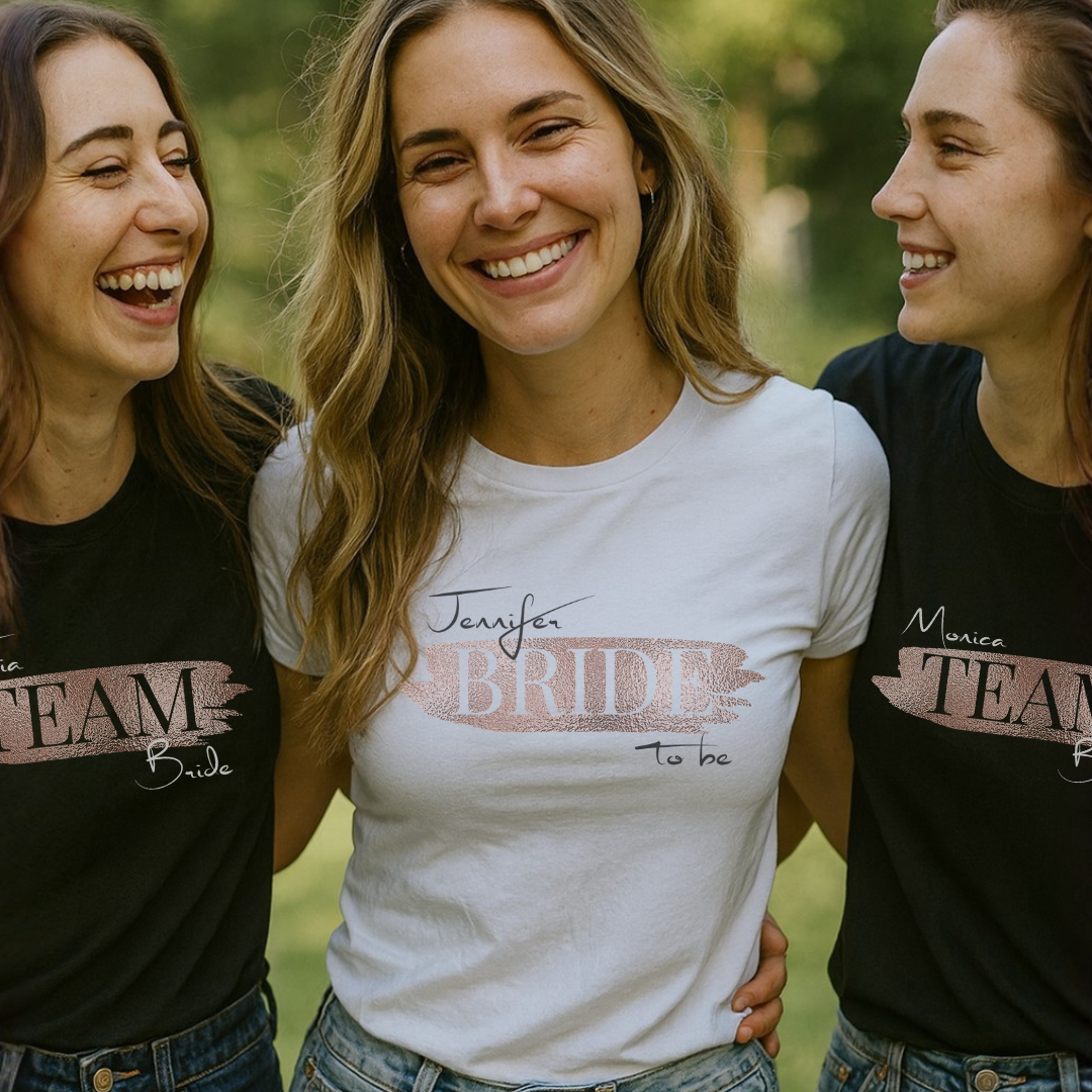 BRIDE T-Shirt TEAM BRIDE Rundhals personalisiert