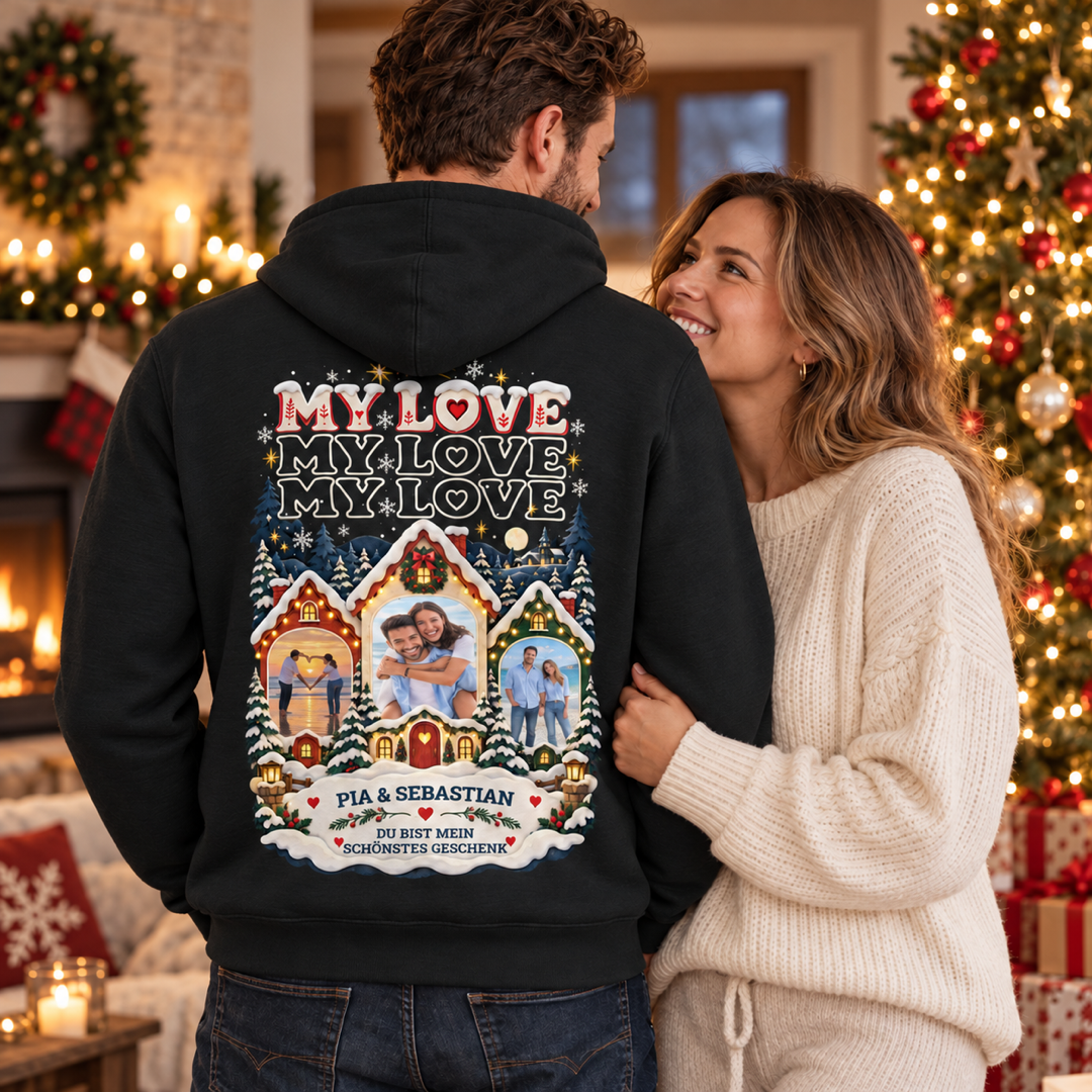 MY LOVE Weihnachtszauber Hoodie – mit euren Fotos personalisiert