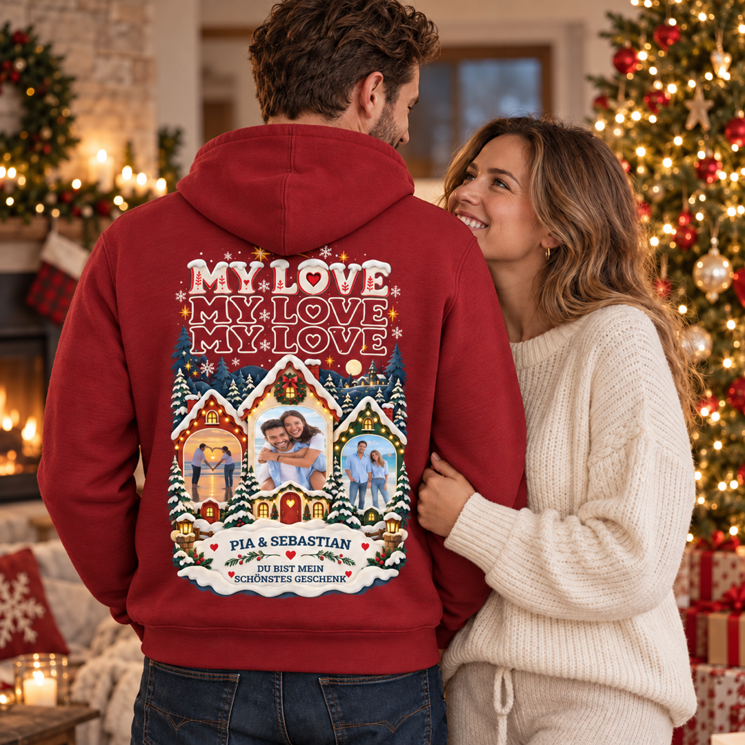 MY LOVE Weihnachtszauber Hoodie – mit euren Fotos personalisiert