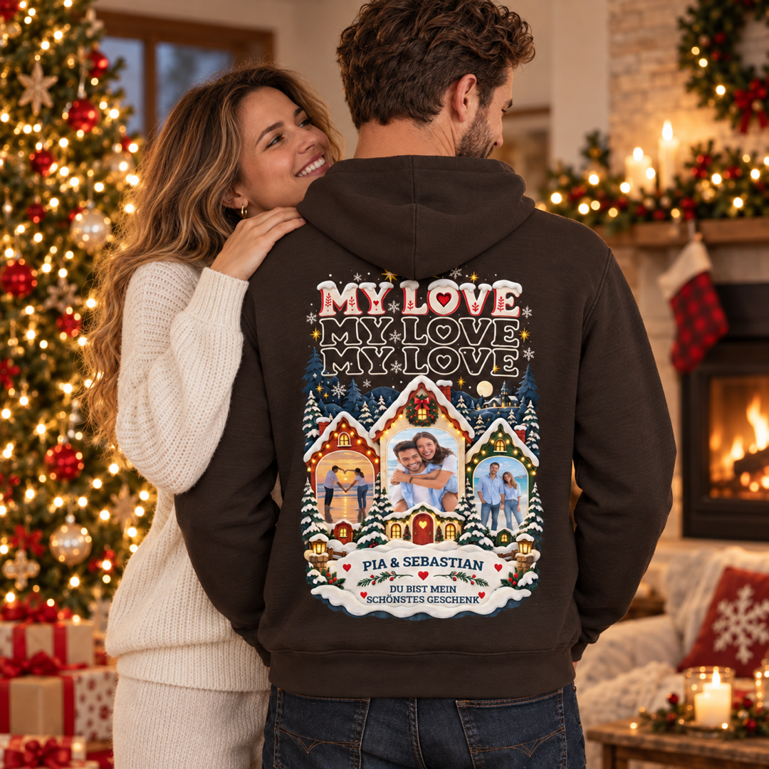 MY LOVE Weihnachtszauber Hoodie – mit euren Fotos personalisiert