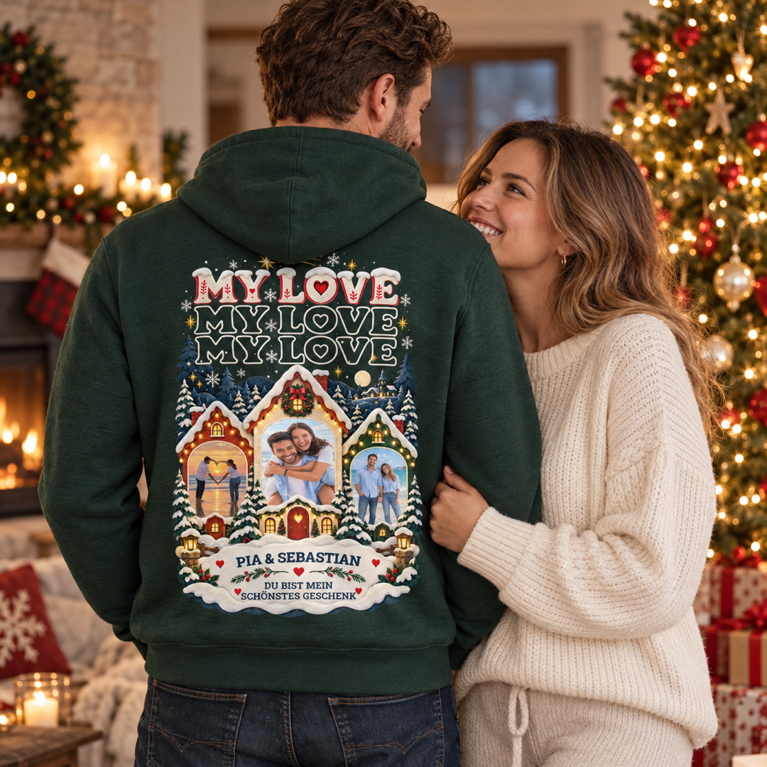 MY LOVE Weihnachtszauber Hoodie – mit euren Fotos personalisiert