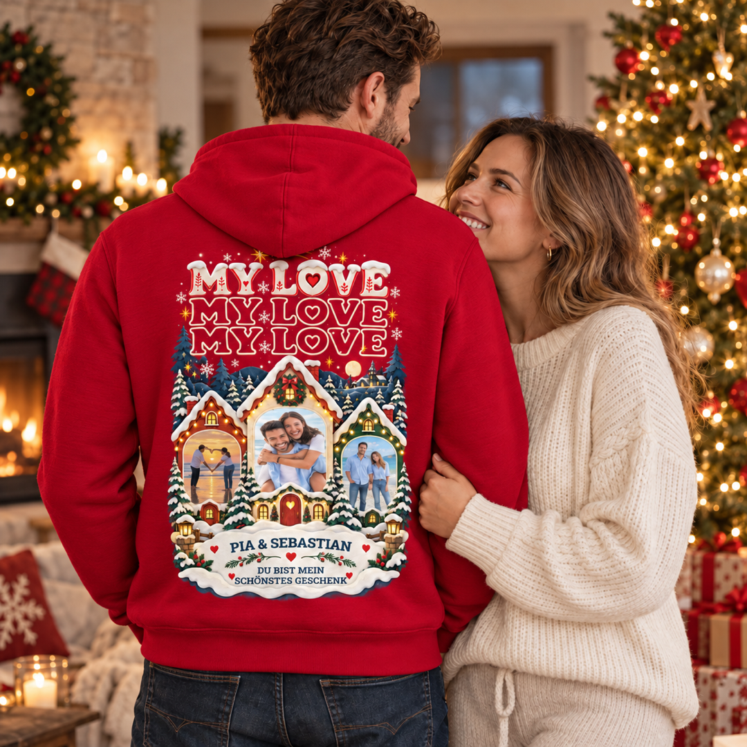 MY LOVE Weihnachtszauber Hoodie – mit euren Fotos personalisiert