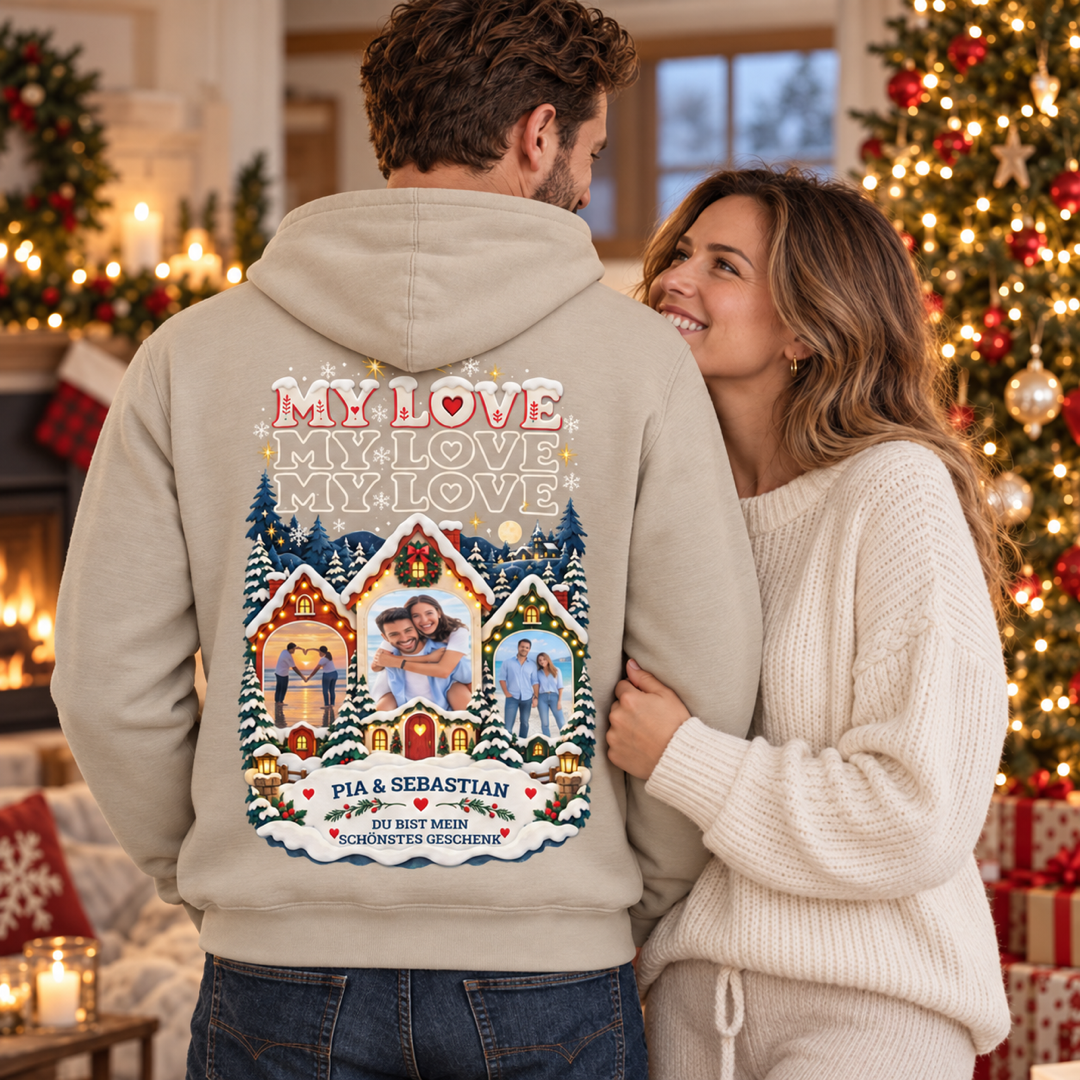 MY LOVE Weihnachtszauber Hoodie – mit euren Fotos personalisiert