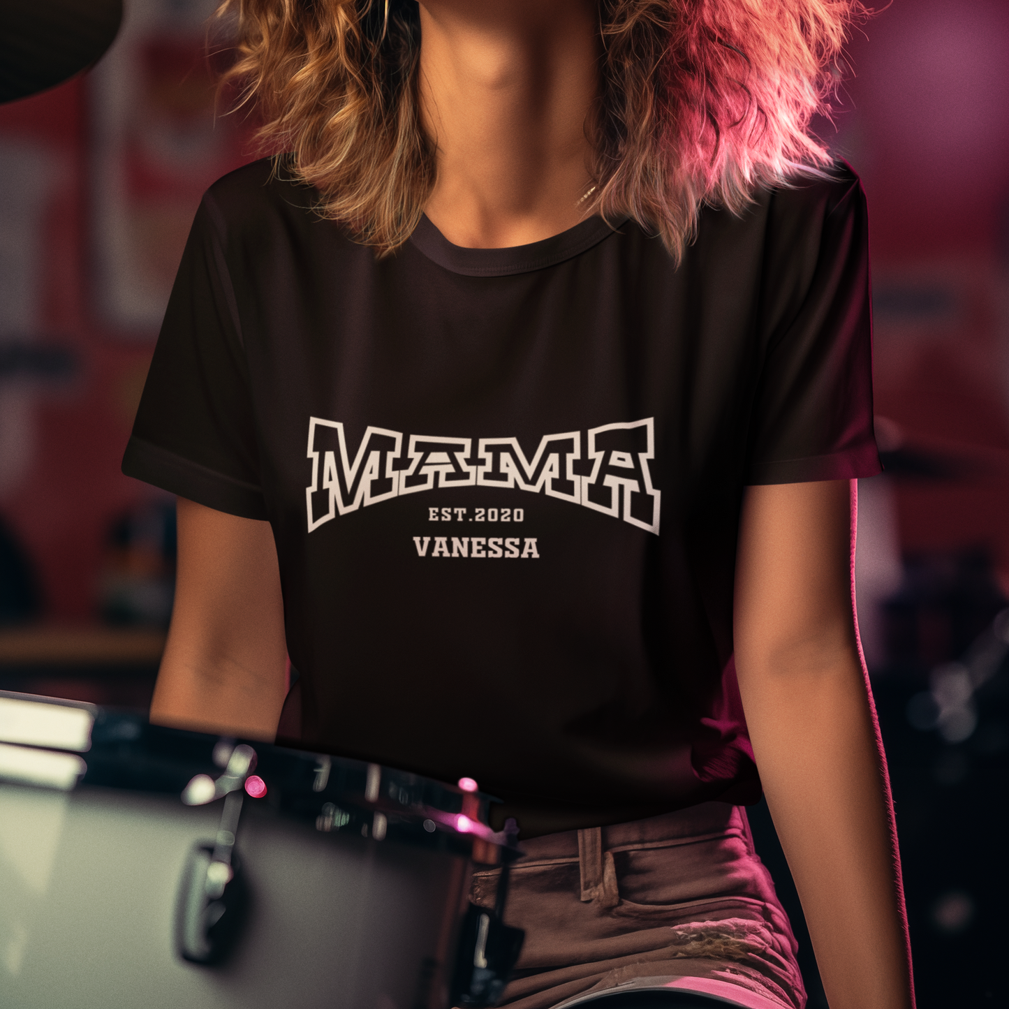 MAMA T-Shirt COLLEGE Rundhals personalisiert