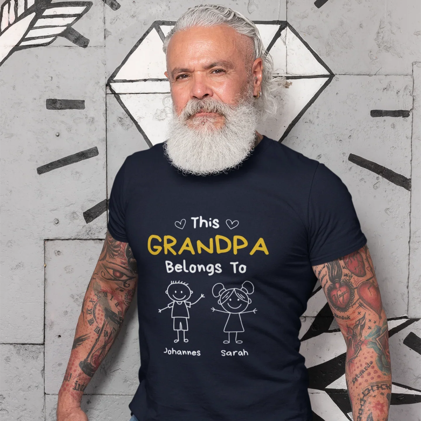 PAPA T-Shirt THIS DAD BELONGS TO Rundhals personalisiert