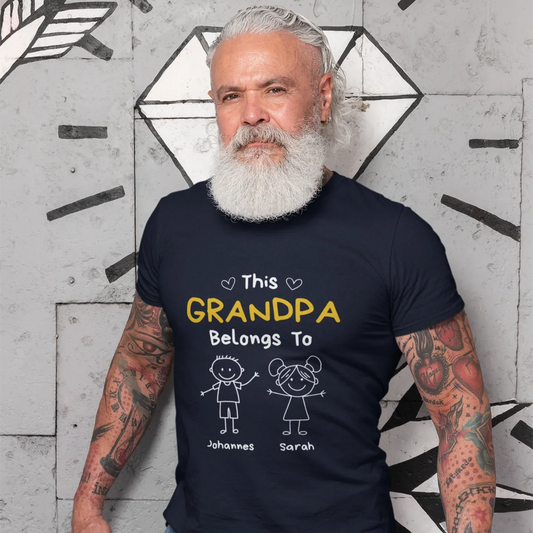 PAPA T-Shirt THIS DAD BELONGS TO Rundhals personalisiert