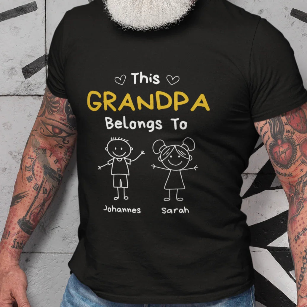 PAPA T-Shirt THIS DAD BELONGS TO Rundhals personalisiert
