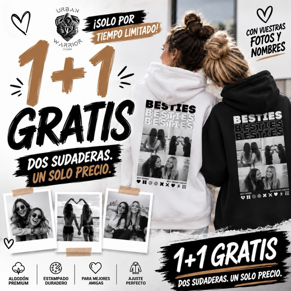 Sudaderas BESTIES: 1+1 gratis. Dos sudaderas, un solo precio.