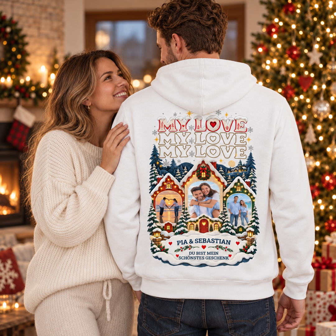 MY LOVE Weihnachtszauber Hoodie – mit euren Fotos personalisiert